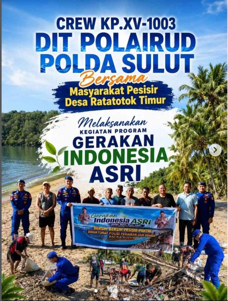 Wujudkan Laut Sehat, Dit Polairud Polda Sulut dan Warga Ratatotok “Serbu” Sampah di Pesisir